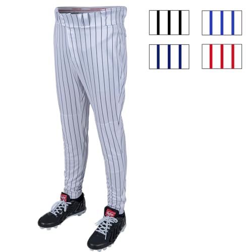Image of Rawlings Men's Pro 150 Series Baseball Pants | Tapered Jogger Fit | Adult Sizes | Pinstripe | Multiple Colors