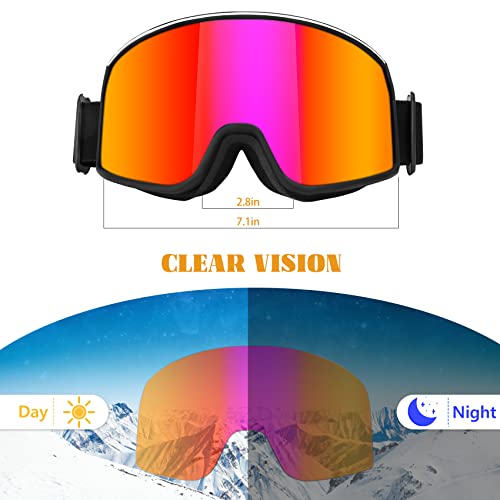 Micnaron Ski Goggles, Snow Goggles, Non-Slip Strap Snowboard Goggles For Men Women Adult Youth, 100% Uv Protection (Orange) #TOP1