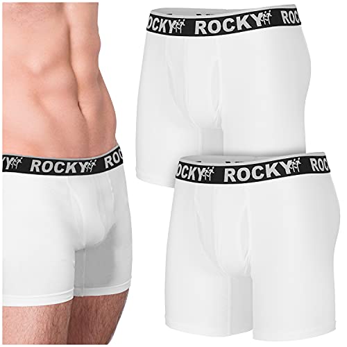 ROCKY Men's Boxer Briefs 4-Way High Performance Pouch Underwear, 2-Pack Tagless