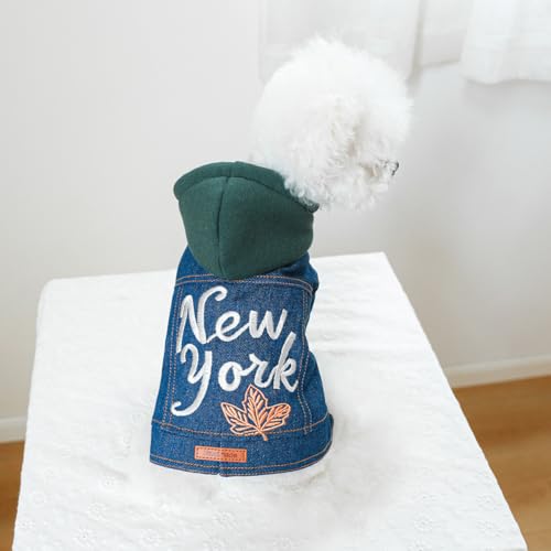 Camisa con capucha de mezclilla para perro pequeño miniatura 4