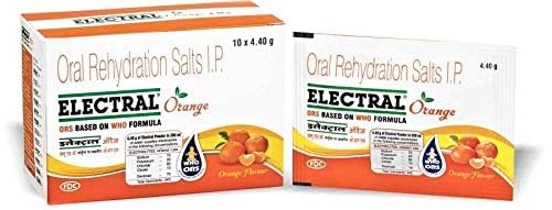 ELECTRAL Oral Rehydration Salts I.P., WHO Formula, 50 Sachets, 4.4g Each (50, Orange)