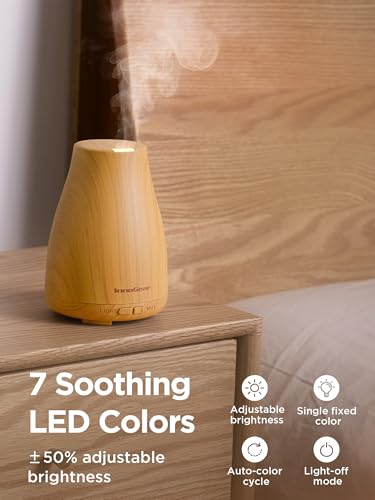 Image of InnoGear Essential Oil Diffuser, Ultrasonic Diffusers for Home Aromatherapy Humidifier for Bedroom Room 7 Colors LED 2 Mist Mode Auto Off, Yellow