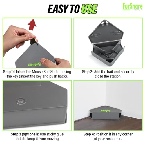 Fursnare Pest Supplies Mouse Bait Stations For Mice Outdoor And Indoor - Mice Bait Stations Box With Keys Fully Safety Design And Key Required Keeps Children And Pets Safe thumb #3