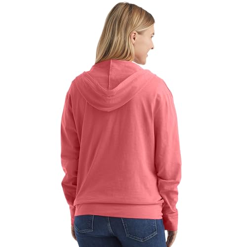 Image of Hanes Women's Lightweight Full Zip Hoodie, Textured Cotton Zip Up, T-Shirt Hoodie