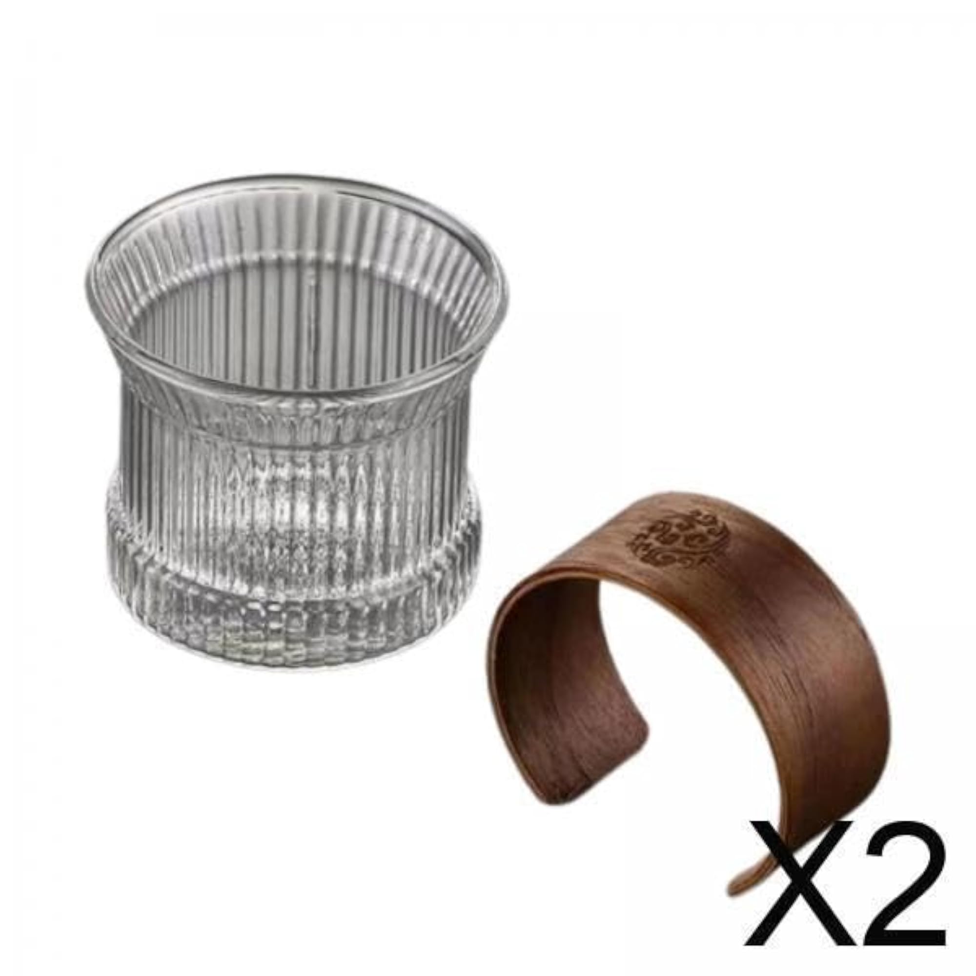Multipurpose Transparent Glass Cup with Sleeve, Set of 2