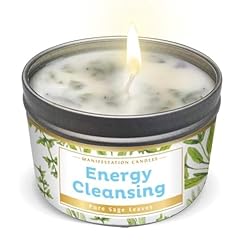 Magnificent 101 Long Lasting Pure Sage Candle for Manifestation & House Energy Cleansing | 6 Oz – 35 Hour Burn | All Natural Soy Wax Candle with Pure Sage Leaves | An Ideal Spiritual Gift