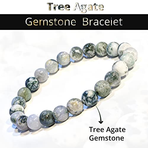 Image of ANAYA AGATE Healing Crystal Bracelet for Women and Men - 8mm Round Beaded Bracelet for Men and Women - Unisex Stretchy Gemstone Bracelet for Healing and Protection