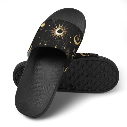 Gold Astrology Mystical Elements PVC Slippers Sandals for Women Men Open Toe Soft Cushioned Non-Slip Sandal for Indoor Outdoor4