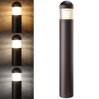 LEONLITE 3CCT LED Bollard Landscape Light, 24W/19W/14W Landscape Path Lights Dimmable, 43" Outdoor Bollard Lighting for Courtyard, Driveway, 120-277V, IP65, UL & FCC Listed, Die-cast Aluminum, Bronze