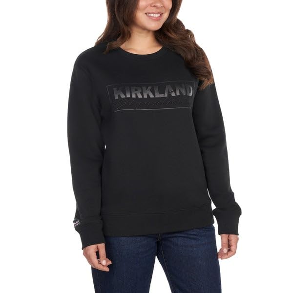 Kirkland Signature Unisex Logo Crewneck Sweater Fleece (Black, Small (Men), Medium (Ladies))2