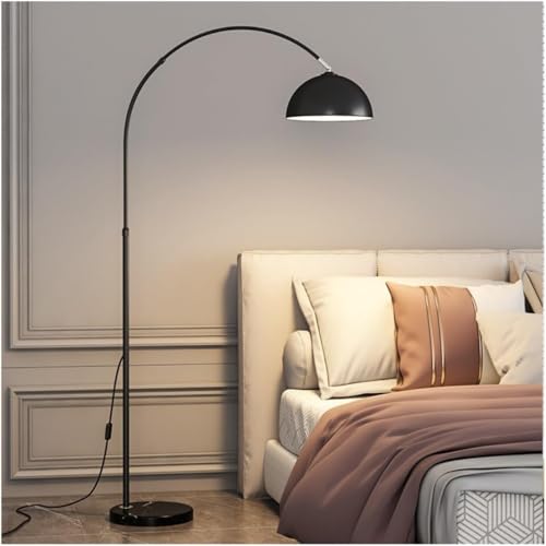 Niuoyrd フロアランプ おしゃれ フロアライト 北欧 金属アーチ背の高いフロアランプヴィンテージ背の高いランプ 360 ° 調整可能なランプシェード立っている大理石のベース フロア スタンド おしゃれ (ブラック)