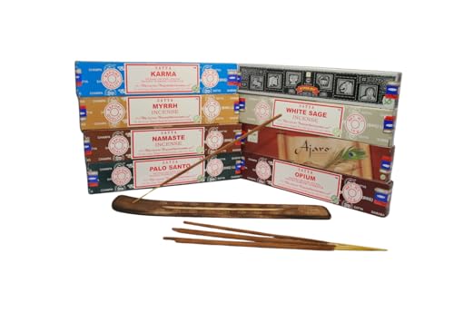 Incienso - Pack 8 Aromas Distintos + Soporte - 96 Varillas - Palo...