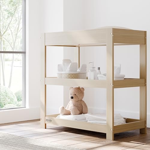 Image of Graco Customizable Changing Table with Water-Resistant Changing Pad (Driftwood) - Customizable Modern Flat or Classic Arched Headboard, Changing Pad Included