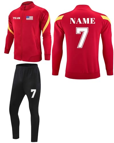 TOMIYO Custom Soccer Track Suits Mens,Personalized Team Name Number Casual Active Tracksuit,Warm Up Track Jacket and Pant