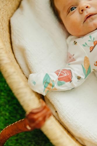 Image of Zip-Up Footie Pajama in Farmstead Print by Copper Pearl