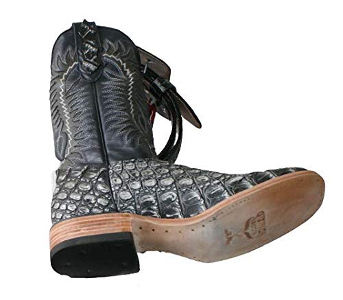 Dona Michi Men's Genuine Cowhide Crocodile Print Leather Western Rodeo Toe Boots-Free Belt3