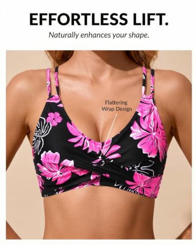 Image of Holipick Twist Front Bikini Tops for Women - Push Up Bathing Suit Top Padded Swimsuit Top