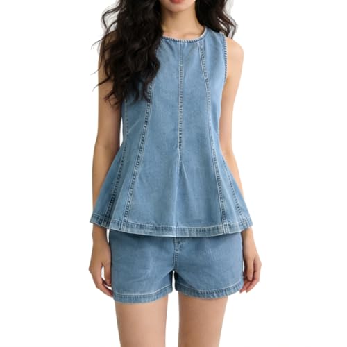 Ensemble short en jean et haut deux pièces décontracté streetwear pour femme
