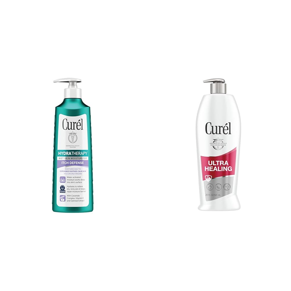 CurelHydra Therapy, Itch Defense Moisturizer, Wet Skin Lotion, 12 Ounce & Ultra Healing Lotion, Hand and Body Moisturizer for Extra Dry Skin
