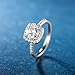 MDFUN 18K White Gold Plated Cubic Zirconia Promise Halo Engagement Promise Eternity Ring for Women (rhodium-plated-brass, 7)