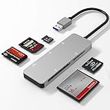 ☆ 6 im 1 Kartenleser - Gleichzeitiges Lesen und Schreiben auf 5 Karten, um das ständige Einstecken und Ziehen der Stecker zu vermeiden. （Hinweis: M2 / TF ist der gleiche Kartensteckplatz. ， Dieser Kartenleser verfügt über 5 Steckplätze, in denen 6 verschiedene Karten gelesen werden können.)