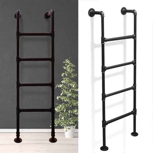 Escalera de metal negro resistente para litera de autocaravana, escalera universal que ahorra espacio para autocaravanas, escalones antideslizantes de 4 a 9 pies de altura, escalones seguros para