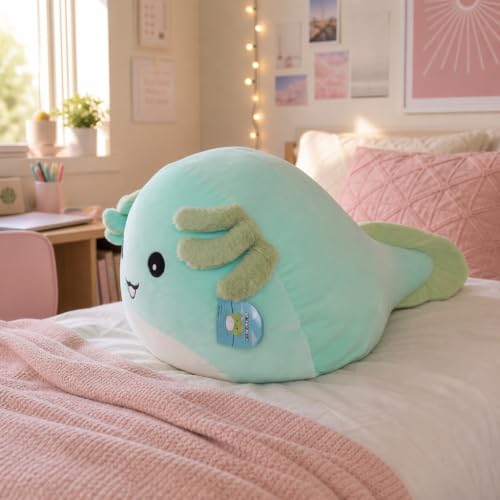 Image of Jumbo Axolotl Plush Pillow Toy - 29 Inch Large Squishy Giant XXL Stuffed