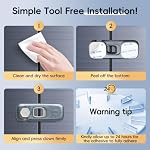 2-Pack Fridge Locks, Child Proof Refrigerator/Freezer Door Lock, Child Safety Cabinet Lock with Adhesive Pads -Freezer Latch to Keep Door Closed for Latches,Drawer,Closets,Oven (Clear-Blue) - Image 6