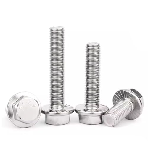 Image of M8-1.25 X 40 Flanged Hex Head Bolts Flange Hexagon Screws, 304 Stainless Steel 18-8, Pack of 10