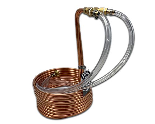 COLDBREAK CB5 25' Immersion Wort Chiller, 14-inches Tall, Pure USA Copper, Compression Barb