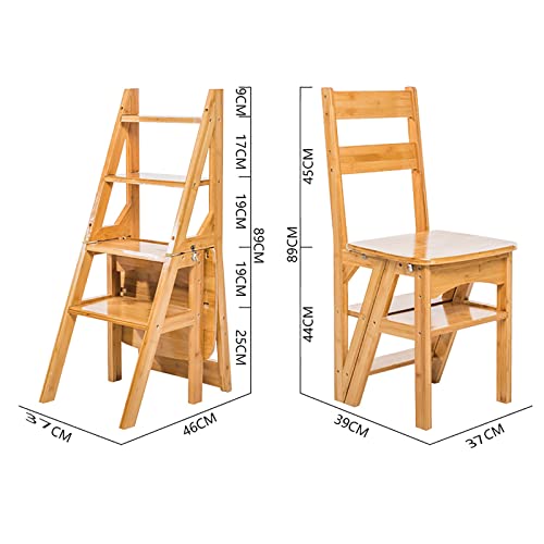 Tabouret convertible 4 marches avec présentoir en bois