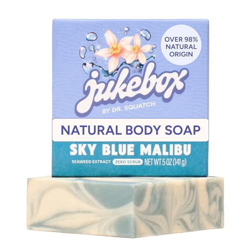 JUKEBOX Natural Womens Bar Soap Creamy Lather Shower & Bath Soap Crafted Using Cold Process With Natural Oils No Harsh Ingredients Sky Blue Malibu 5oz