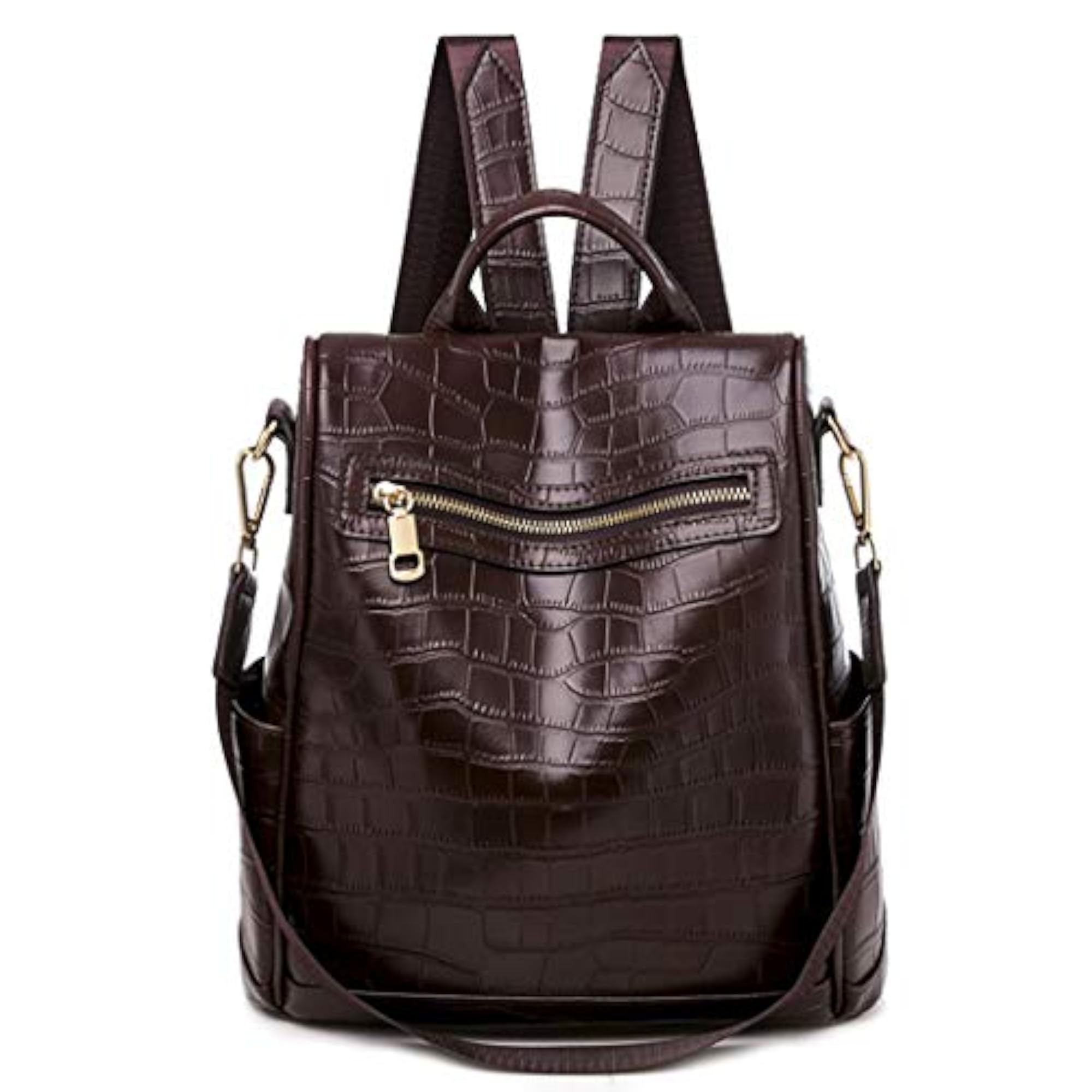 Women’s Anti-Theft Crocodile Print Faux Leather Backpack