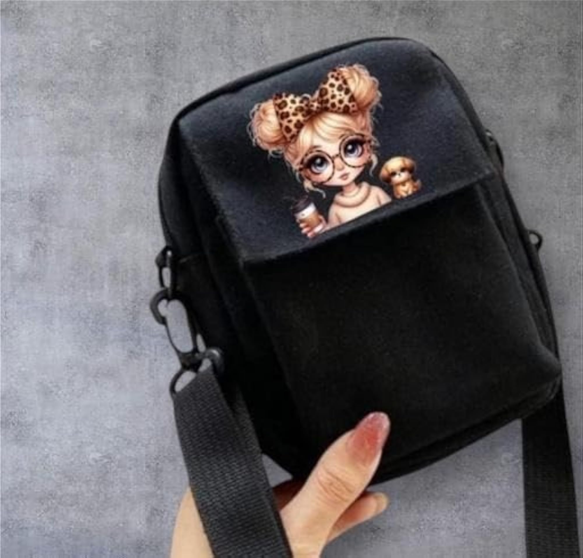 Fashionable Handmade Canvas Sling Bag, Black