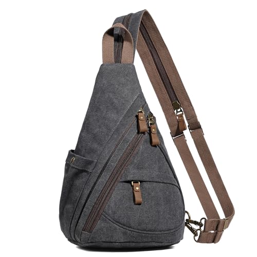 KL928 Canvas Sling Bag - Small Crossbody Backpack Shoulder Casual Daypack Rucksack for Men Women(Large Version)
