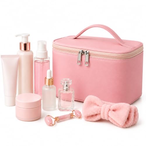 Image of Cortina Large Travel Makeup Bag & Cosmetic Organizer for Women, Pink