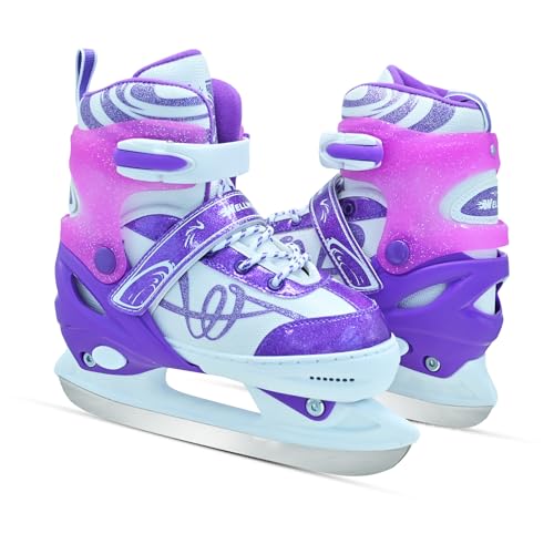 Adjustable Ice Skates for Kids Girls Ice Skating Shoes for Beginner Ages 4-12 Shiny Purple Iceskates for Boys Outdoor and Rank
