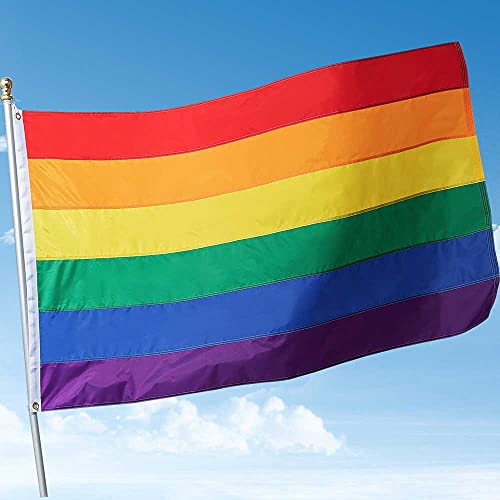 Gay Pride Rainbow Flag 3X5 Ft,Heavy-Duty 420D Nylon Outdoor Gay Flag,Sewn Stripes Uv Fade Resistant And Tough Brass Grommets（3 By 5 Foot) #TOP4