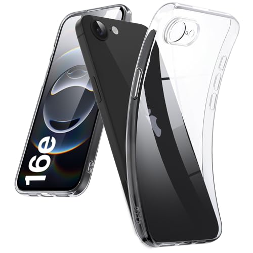 DOSMUNG Custodia per iPhone 16e (6,1 Pollici), Custodia con Antiurto, Ultra Sottile Anti Ingiallimento Silicone Cover per iPhone 16e 2025, Trasparente