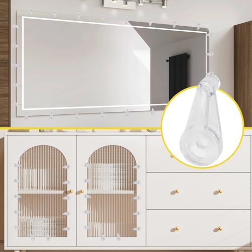 Image of 50pcs Mirror Hanging Clips, Glass Retainer Clips, Plastic Mirror Mounting Clips Hanging Hardware for Fixing Window Glass Cabinet Door (Clear)