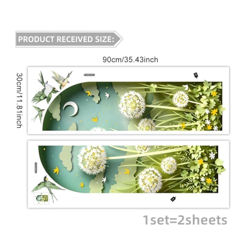 Sticker mural plantes blanches pour salon et canapé fond