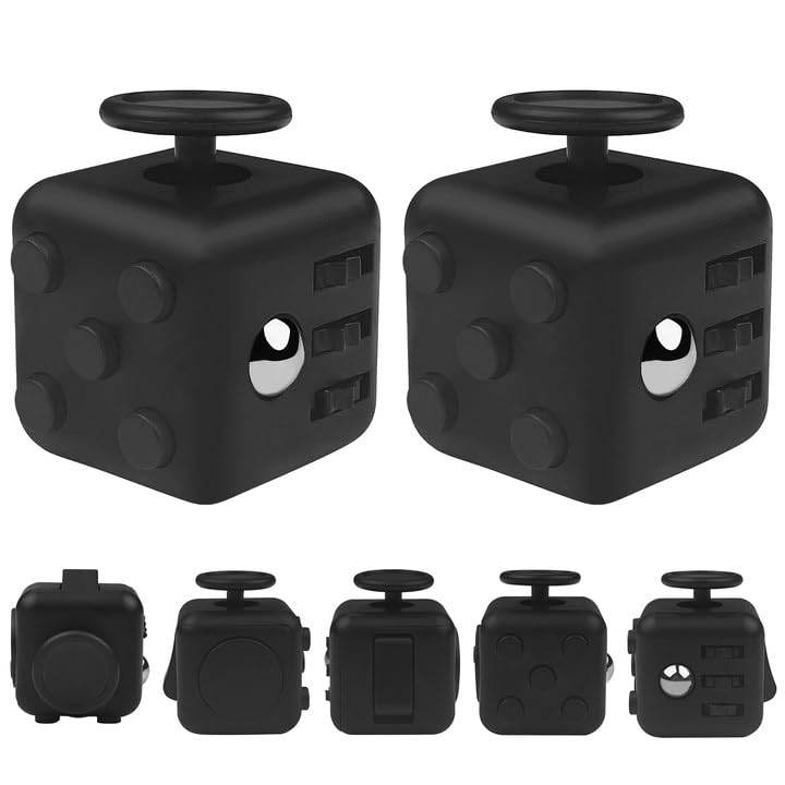 Fzyisw Cube Anti-Stress 6 En 1 - Jouet Décompression Avec Clic, Push, Flip, Souffle, Roulement & Rotation - Idéal Enfants, Adultes, Bureau, TDAH