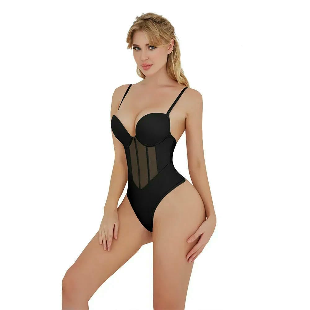 GLDFW Body da donna con spalline, body modellante per taglie forti, body contenitivo, body a compressione, schiena scoperta, intimo dimagrante