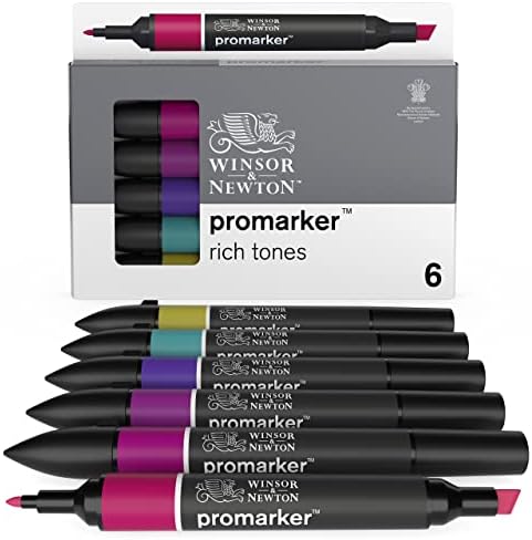 Winsor & Newton, Promarker, Skin Tones I, Set of 6, Alcohol Based Dual Tip Markers