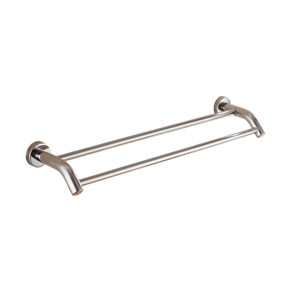 Porte-serviettes mural double barre 60 cm inox poli pour suspendre les draps de bain