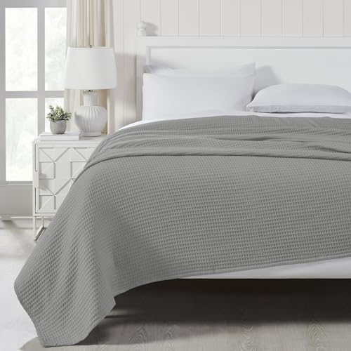 Image of Modern Threads 100% Cotton Waffle Thermal Blanket, Light Gray, King /California King
