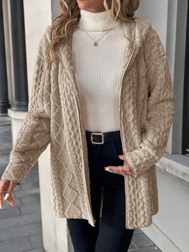 Chic Camel Womens Hooded Fleece Jacket - Perfect for Fall and Winter Vibes! - Image 2