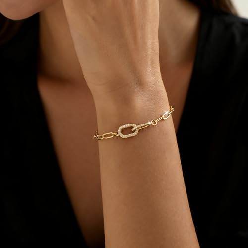 Moodear Dainty Gold Charm Bracelets for Women - Trendy Non Tarnish 14k Gold Plated/Silver Charms Bracelet Adjustable Chain Waterproof Jewelry4