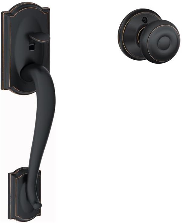 SCHLAGE Camelot Aged Bronze Entry Knobs 1.8 in.