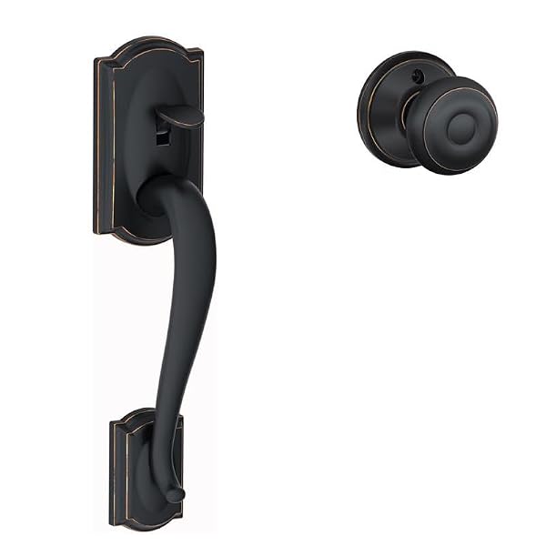 SCHLAGE Camelot Aged Bronze Entry Knobs 1.8 in. by SCHLAGE - Used condition - US$59.00